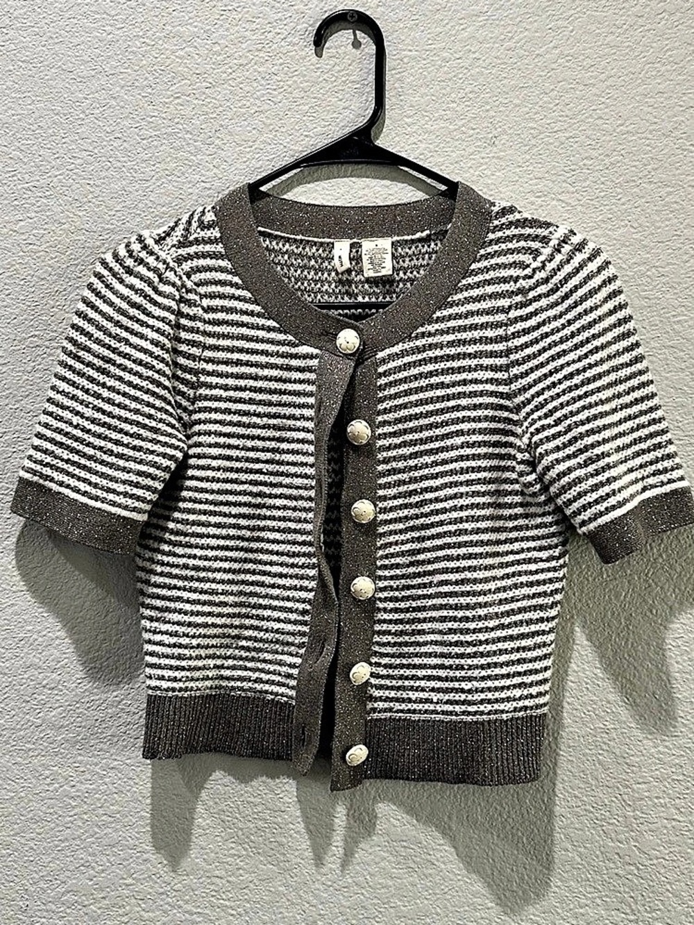MOTH Striped Cardigan in Gray & White Size Small Like New